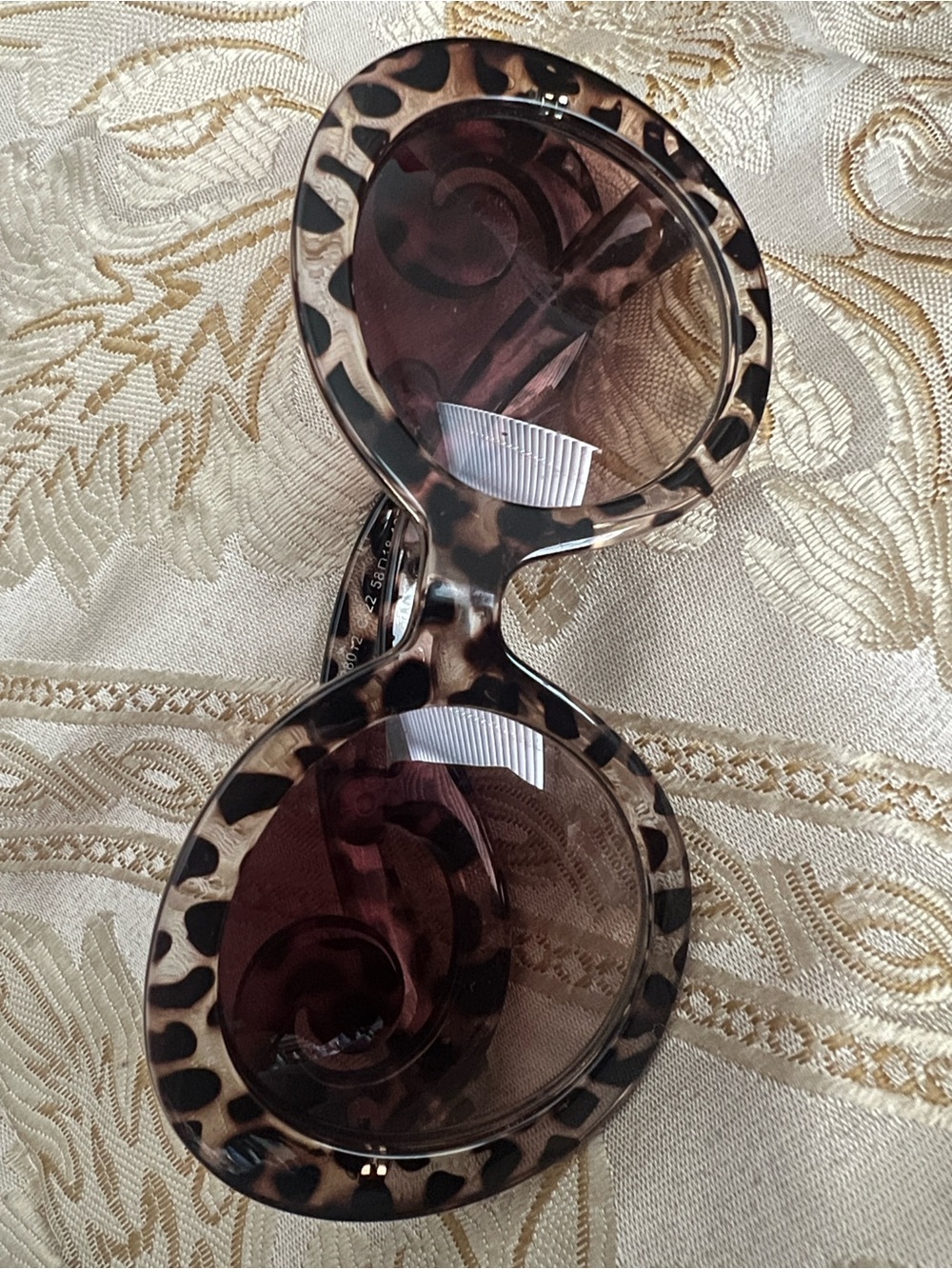 Leopard Print Baroque Style Round Women's Sunglasses - Brown